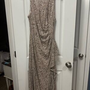 Alex Evenings Sequin Lace Maxi Dress in Taupe